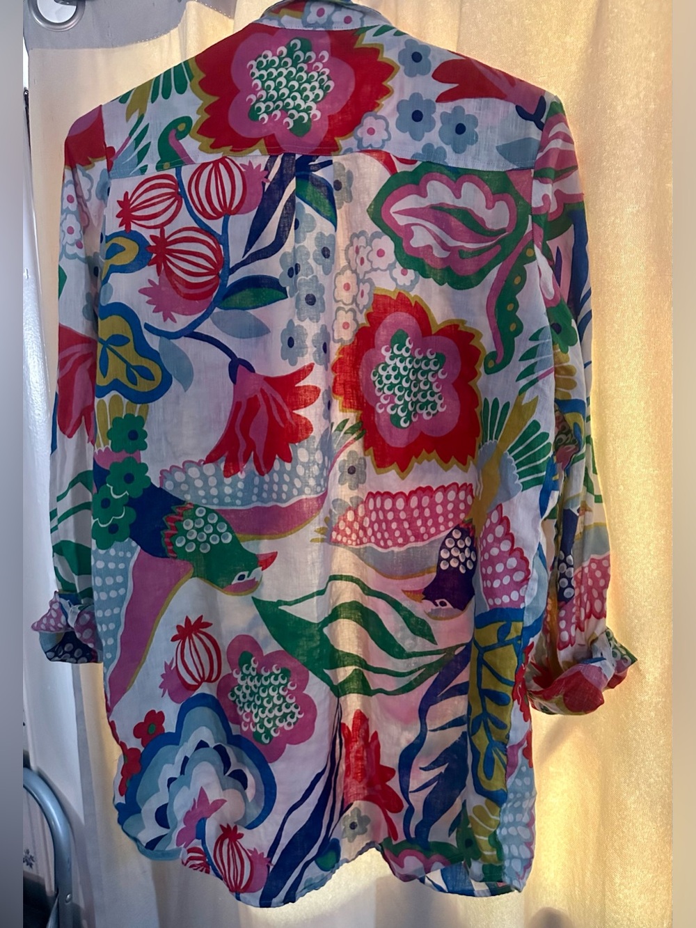 Boden Linen Floral-Print Button-Down Shirt - Picture 3 of 3